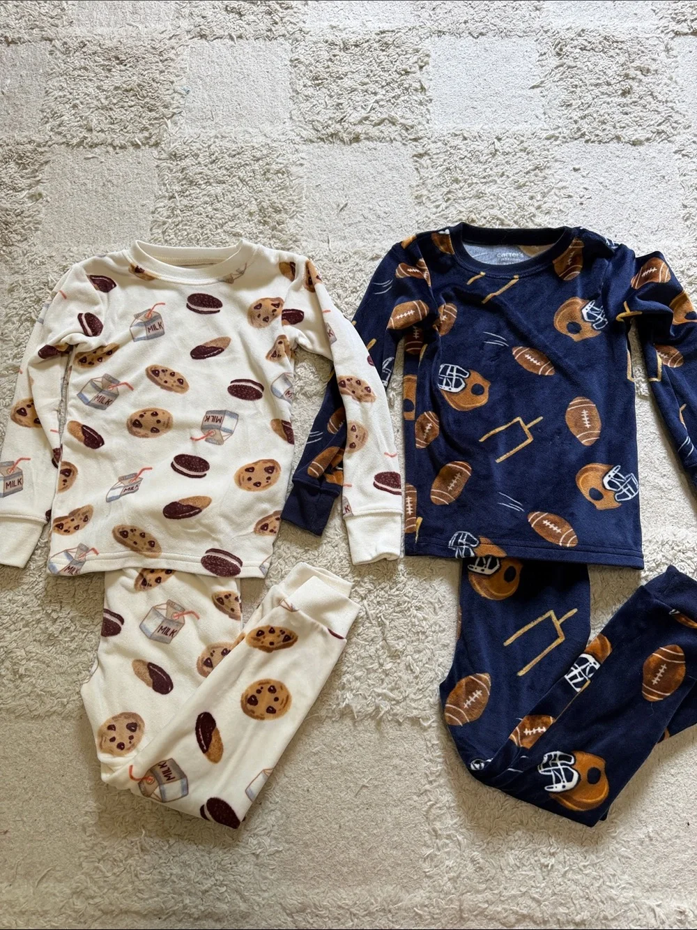Carter's Kids 2-Pack Pajama Set - Navy Football & Cream Cookies